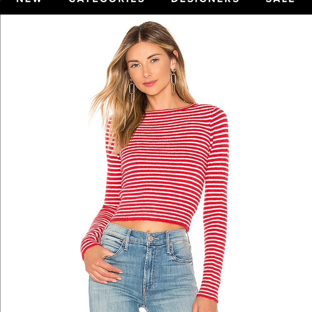 NWT Amuse Society Red & White Striped Sweater